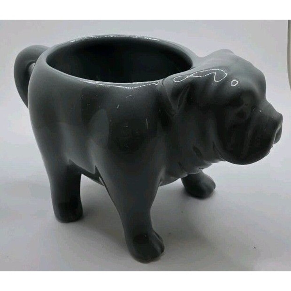Fishs Eddy NYC Ceramic Grey English Bulldog Coffee Mug Planter Vase 10oz Dog